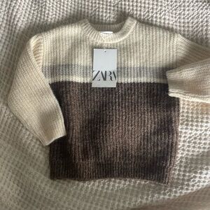 Zara Kids Cream and Brown Sweater